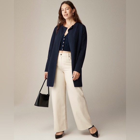 JCrew 365 Juliette Collarless Sweater Blazer in navy blue size large l xl - Picture 3 of 10